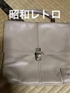 昭和レトロ　ベージュ ハンドバッグ レザー調