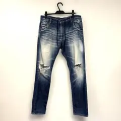 DIESELダメージ加工 ジョグテーパードデニム32ストレッチインディゴ