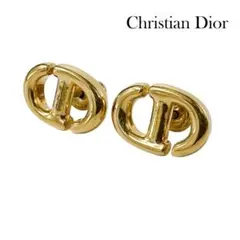 クリスチャンディオール DIOR CD Navy スタッドピアス ゴールド