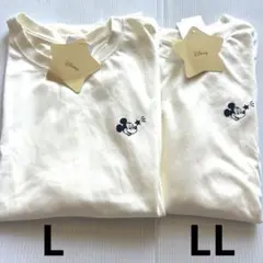 新品⭐️L とLL⭐️Disneyお揃い‼️ミッキーマウス　tシャツ 半袖ワンポイント