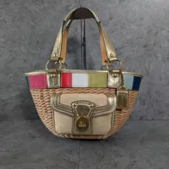 COACH かごバッグ トートバッグ ハンドバッグ ターンロック マルチカラー