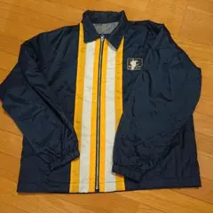 チャンピオン　ブルゾン　ジャンパー　厚手　ネイビー　襟付き　刺繍ロゴ　LARGE