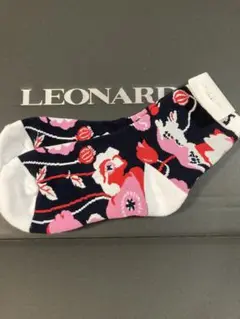 LEONARD 花柄ソックス ネイビー