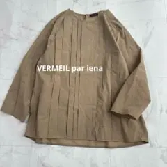 美品ヴェルメイユパーイエナ タックブラウスベージュ日本製　秋服
