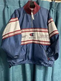 【希少】80〜90s Champion 刺繍 ハーフジップ ナイロンジャケット