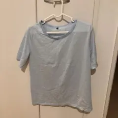 Tシャツ　トップス　半袖　ボーダー　カジュアル　可愛い　水色　ブルーのサムネイル