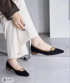 LE TALON ブラック フラットシューズ