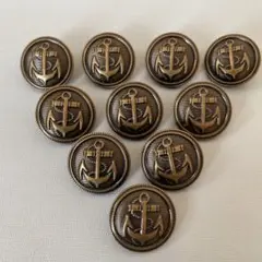 イカリメタルボタン10個　25mm 足付き　渋金