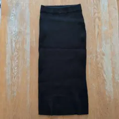 coca ブラック リブ編み タイトスカート ONE SIZE