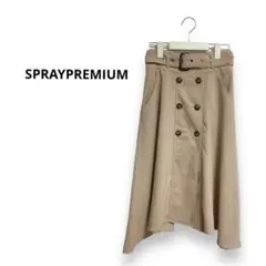 トレンチベルトスカート フレア ロングスカート キャメル ミモレ丈 春夏秋 無地