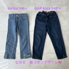 女の子　デニムパンツ 140 七分丈　Barbie ／GAP リボン　ビジューのサムネイル