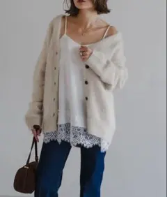 Bonjour Sagan レーストリムキャミソール