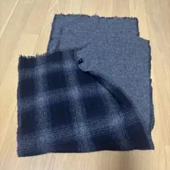リバーシブル マフラー チェック柄 グレー ネイビー