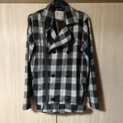 Vanana チェック柄 ダブルブレストピーコート M