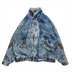 80s-90s アシッドウォッシュ デニム ジャケット 古着 メンズ L