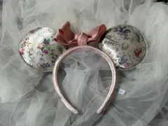 ミニーマウス風カチューシャ 花柄