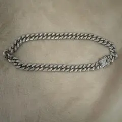 シルバー チェーンネックレス クリスタル付き