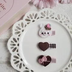 ୨୧ヘアクリップセットV-8୨୧ベビー&キッズ⑅﻿Valentine⑅﻿