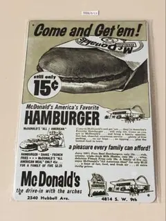 McDonald's ブリキ看板 インテリア 昭和レトロ