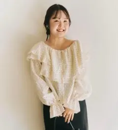 LOWRYS FARM tomone 3wayシフォンブラウス ドット柄