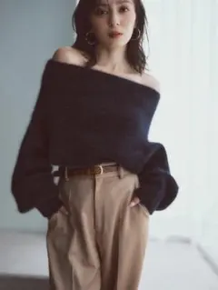 ánuans ラクーンフォックスオフショルニットプルオーバー 2025AW anuans 2025 新作 ラクーンフォックスオフショルニットプルオーバー