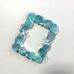 【No.304】ホイップデコ　トレカケース　硬質ケース　青緑　薔薇　花