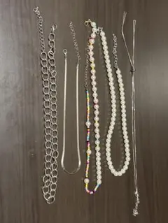 シルバーチェーン・パール・ビーズネックレスセット