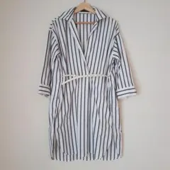 美品♡Lieese リエス シャツワンピース ストライプ 七分袖のサムネイル