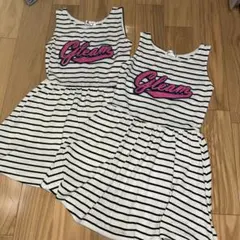 ストライプ ノースリーブワンピース 130双子コーデ