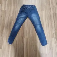 裾レース付き デニムパンツ ウエストゴムのサムネイル