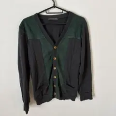 DUCK AND COVER グリーン　スウェード切り替え　カーディガン