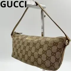 訳あり品 グッチ　GG柄キャンバス　アクセサリーポーチ　ベージュ