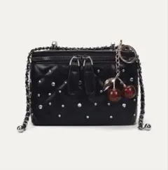【SHEIN】ビジューキルティング ショルダーバッグ ブラックのサムネイル