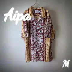 【夏物】アイパ　アロハシャツ　古着　Ｍ　ゆるダボ　ハイビスカス　コットン