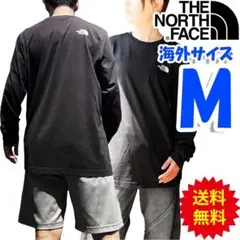 ノースフェイス ロンT 長袖Tシャツ 黒 ワンポイント 海外M 日本L相当 新品