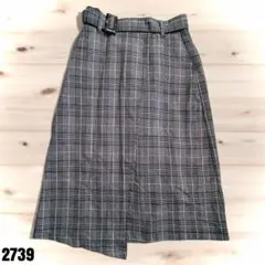 BACK Number チェック柄タイトスカート グレー系 Lサイズ　2739のサムネイル