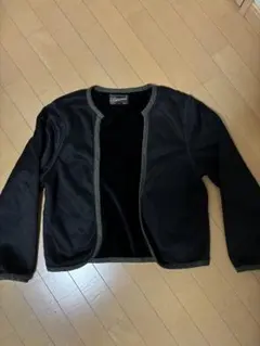 BEAMS ノーカラー フリースジャケット 黒 M 00s 古着 短丈 【美品】