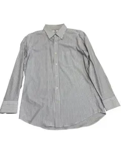 UNIQLO ユニクロ メンズ XLサイズ 長袖シャツ　白　ブルー　ストライプ