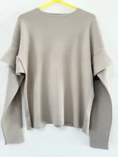 OPAQUE.CLIP フリルスリーブ ニットトップス ベージュ 38/M