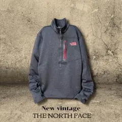 ノースフェイス ハーフジップ フリース M グレー 赤ロゴ 16年製 古着 希少