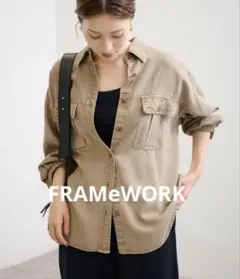 美品FRAMeWORKフレームワーク❣️テンセルレーヨンツイルロングシャツワンピ