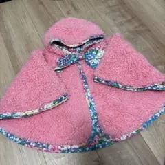 fafa ピンク ボアポンチョ フラワーリボン付き70～90 未着用ですが汚れ有