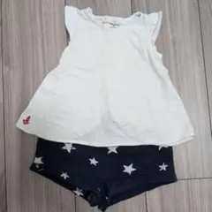 ラルフ　ホワイトフリル袖トップス　　星柄ショートパンツセットのサムネイル