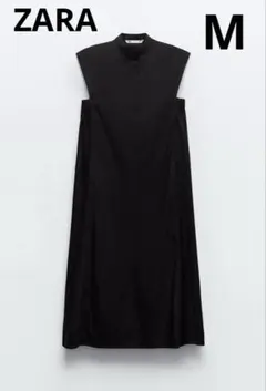 ザラ　ノースリーブ　ミディワンピース　M ブラック