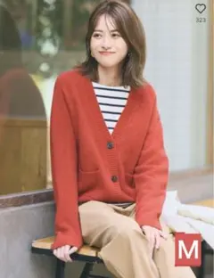極美品♦︎ ユニクロUNIQLOスフレヤーンショートカーディガン 赤Mサイズ