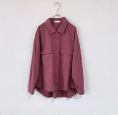 【美品】earth music秋色重ね着◆長袖シャツ◆ダークピンク◆フリー