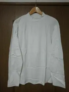 新品 GU ジーユー ソフトコットン モックネックT カットソー L ホワイト