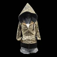 平成ギャル　y2k グランジ　ジップアップ　パーカー　フーディ　豹柄