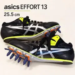 アシックス EFFORT 13 陸上スパイク 25.5cm ブラック×蛍光イエロ