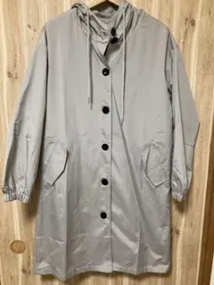 グレー フード付き ロングコート　春、秋用　美品